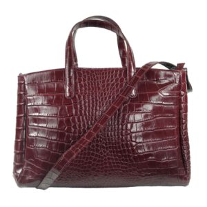 Cabas cuir croco rouge bordeaux Natalia