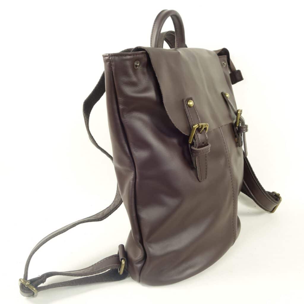 Sac à dos pour femme en cuir marron foncé Summer