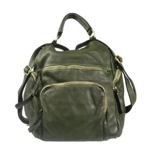 Sac a dos cuir vert femme Milo