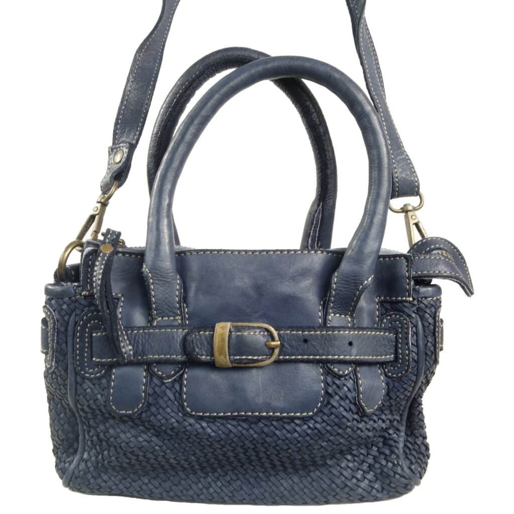 Mini sac a main cuir bleu vintage TEA