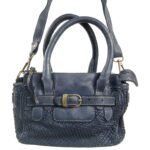 Mini sac a main cuir bleu vintage TEA