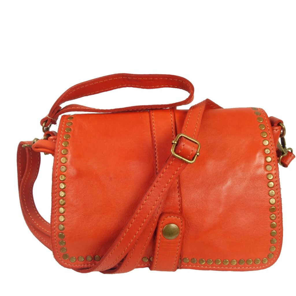 Sac a main cuir orange Mini Gena