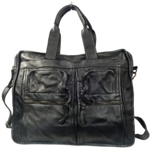 Sac ordinateur 17" cuir noir Aurélio